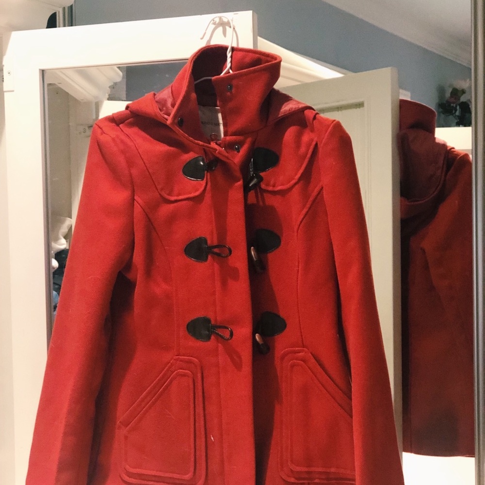 Beautiful orange coat with hoodie